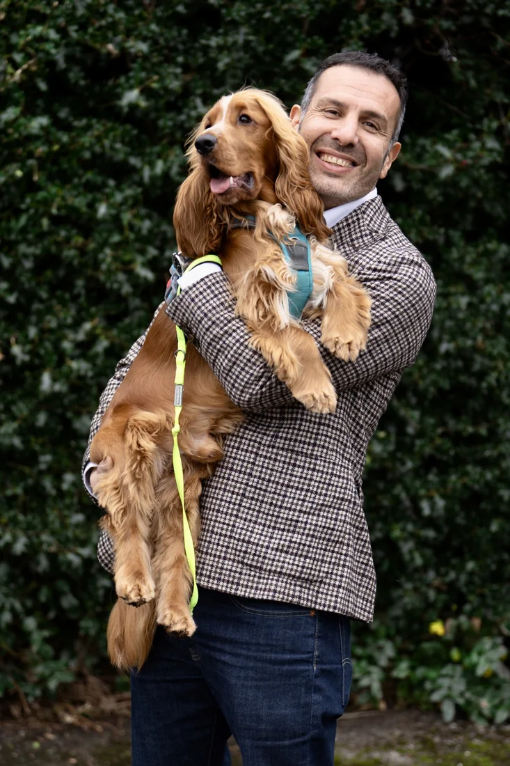 Daniel Avital with his cocker spaniel